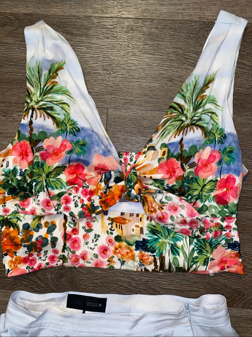 Zara White Maxi Skirt with Multicolor Tropical Print - Picture 2 of 5